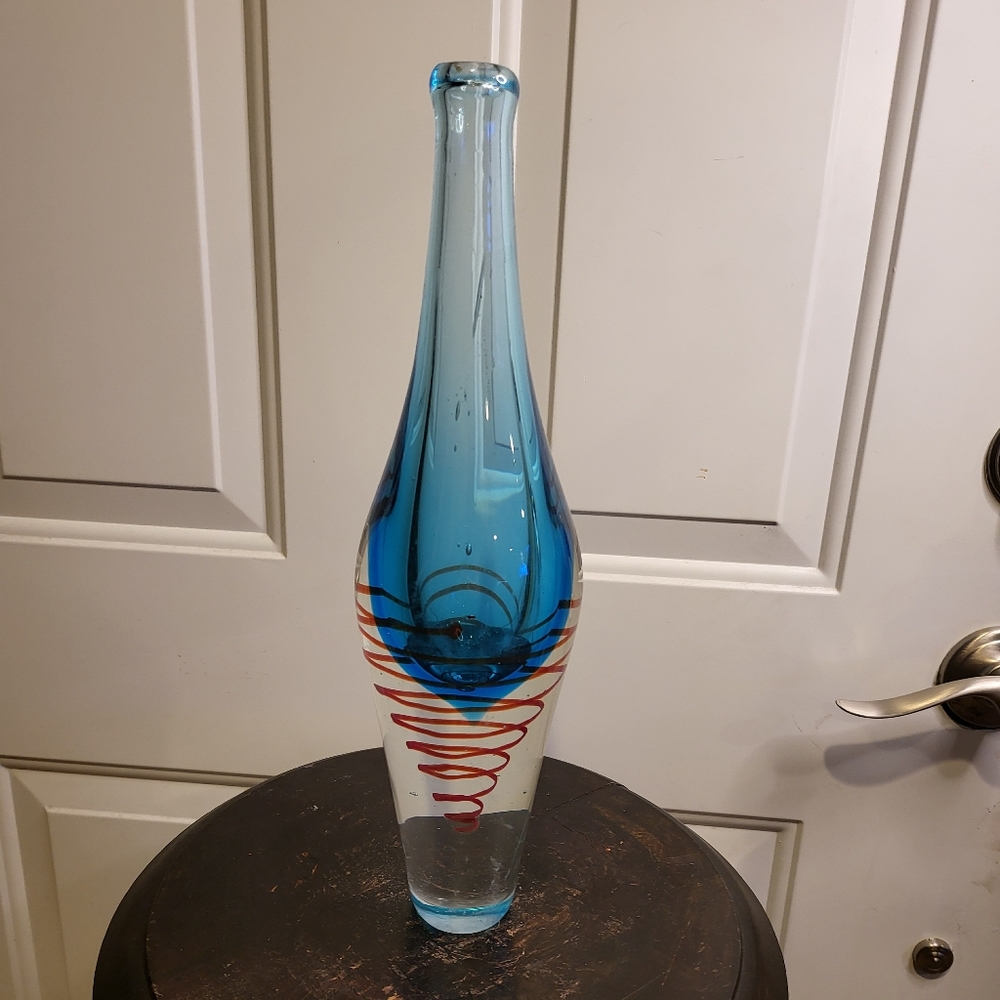 Vintage Hand  Blown Heavy Murano Style Glass Vase - Picture 2 of 11